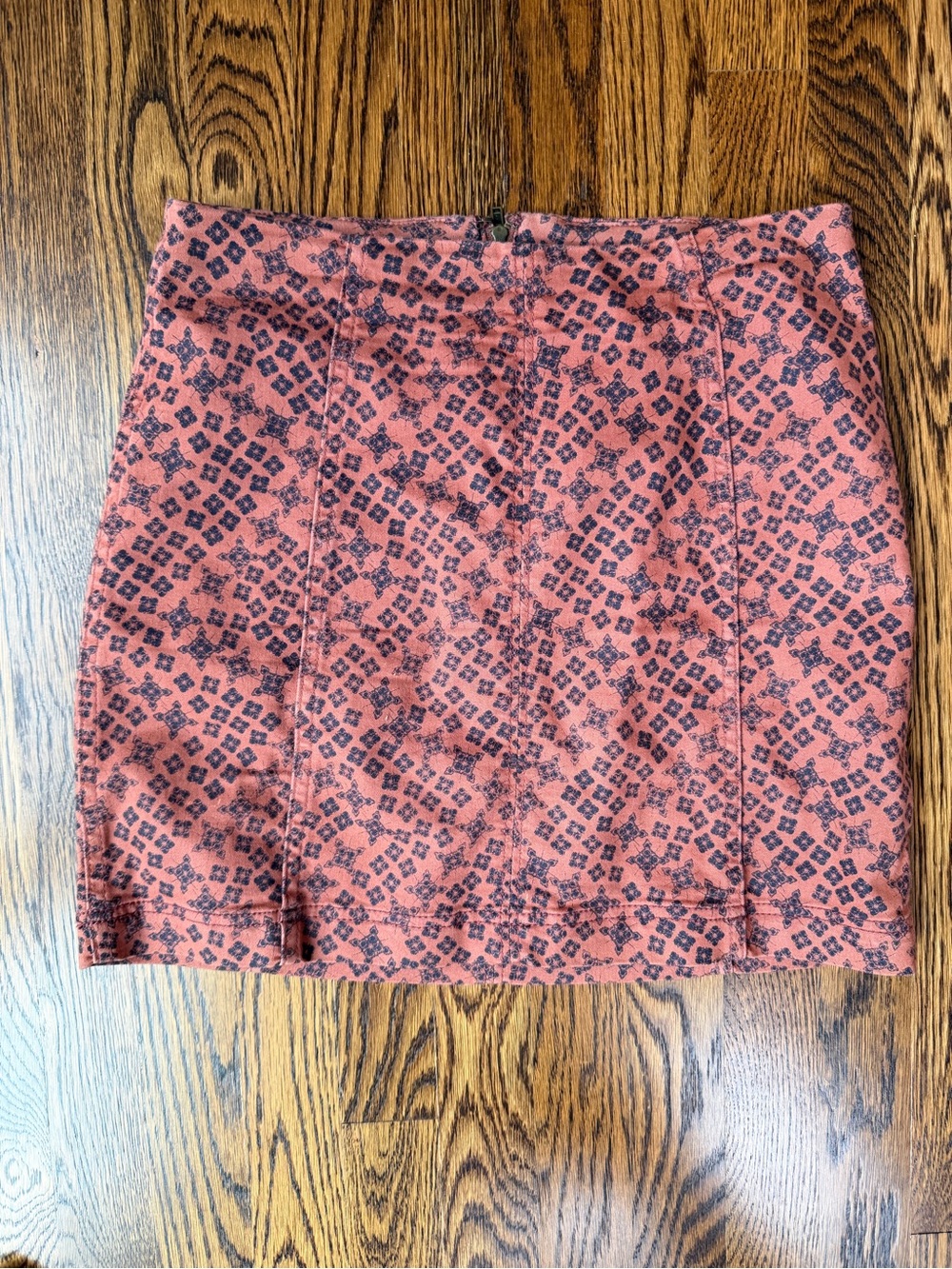 Free People Women's Brown with Bkue Diamonds Bohemian Fall Neutral Mini Skirt